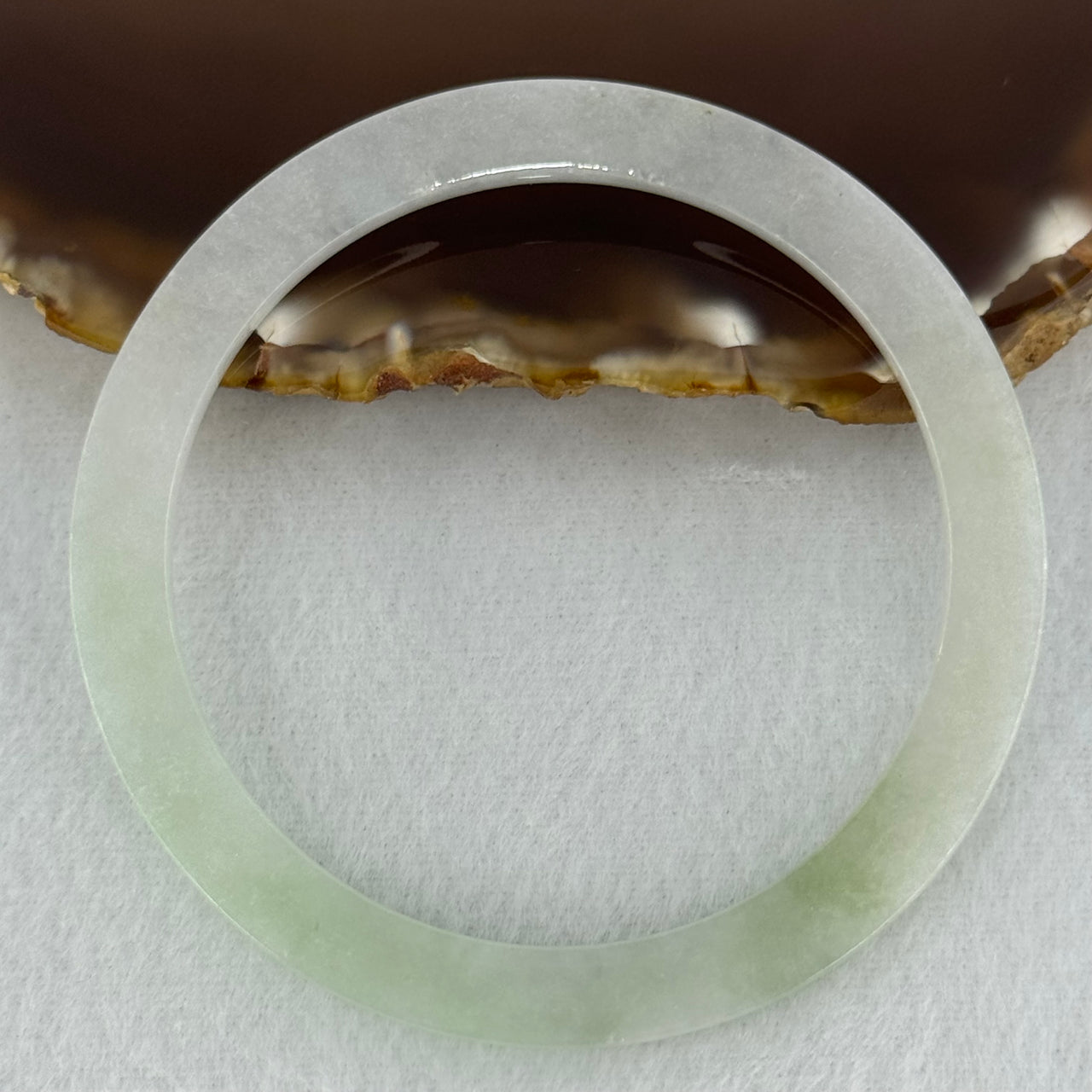 Type A Light Green and Lavender Jadeite Flat Bangle Internal Diameter 55.6mm 17.82g 3.8 by 7.5mm (Very Very Slight Internal Line) - Huangs Jadeite and Jewelry Pte Ltd