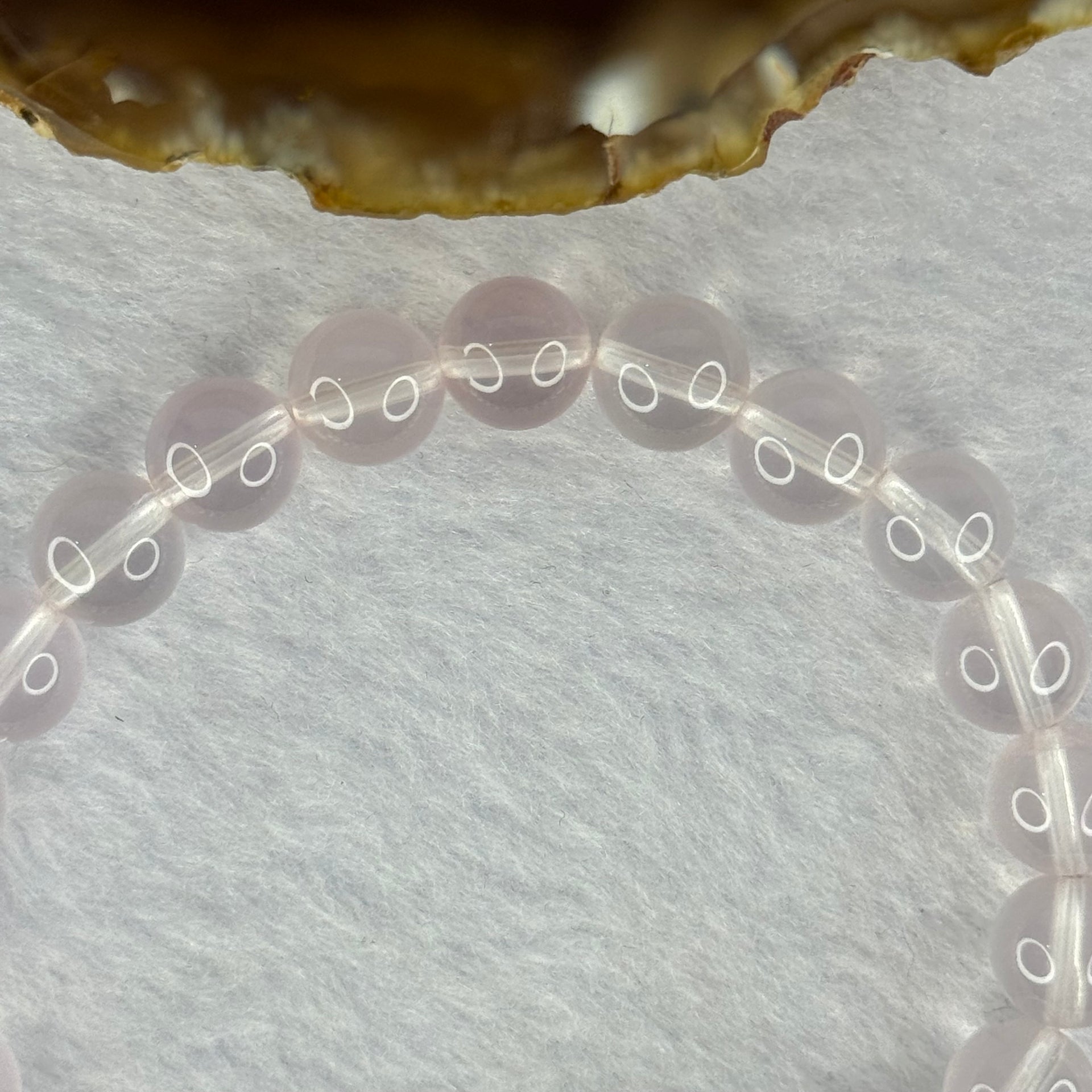 Natural Rose Quartz Beads Bracelet 天然玫瑰石英珠手链20.88g 16cm 8.9mm 22 Beads - Huangs Jadeite and Jewelry Pte Ltd