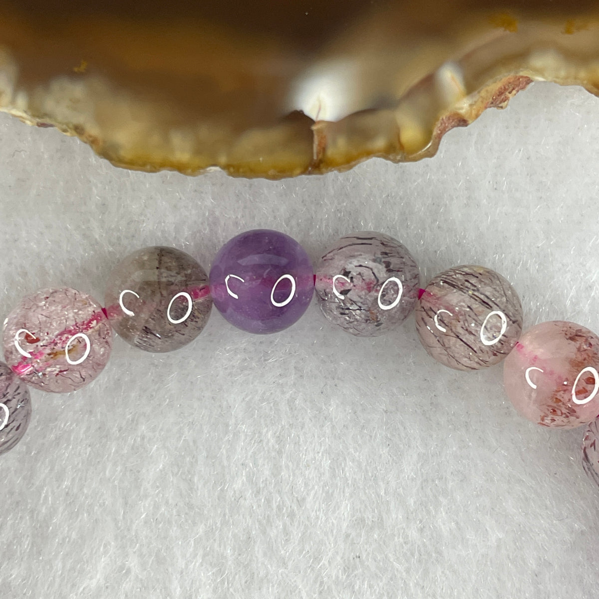 Certified Above-Average Grade Natural Super 7 Crystal Beads Bracelet | High-Density Multi-Bead Stackable Strand | Authentic Sacred Seven Multi-Mineral Inclusions Quartz Spiritual Catalyst & Auric Shield Bracelet (15.12g | 15.5cm Length | 7.9mm | 24 Beads)