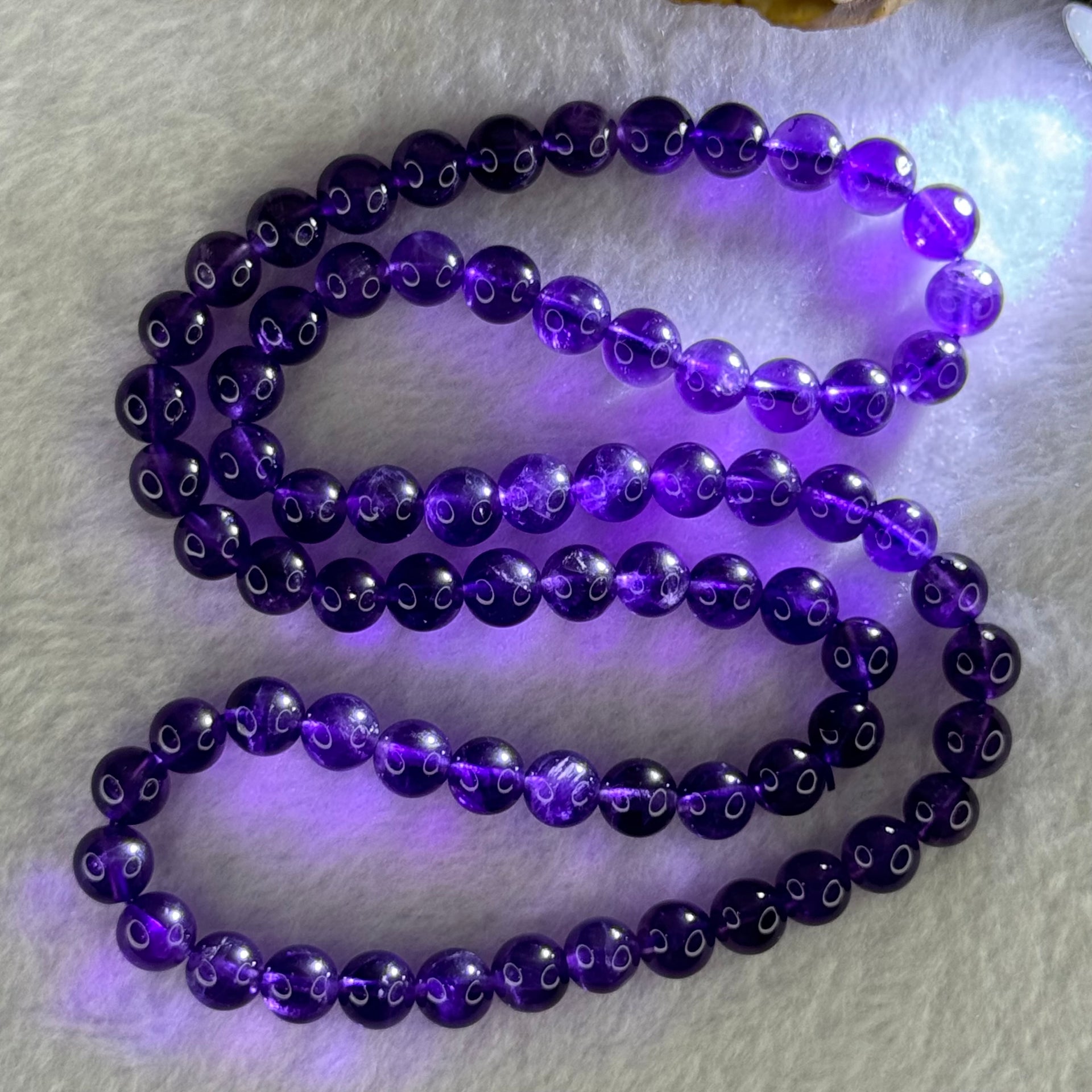 Good Grade Natural Amethyst Necklace 45.90g 53cm 7.9mm 73 Beads - Huangs Jadeite and Jewelry Pte Ltd