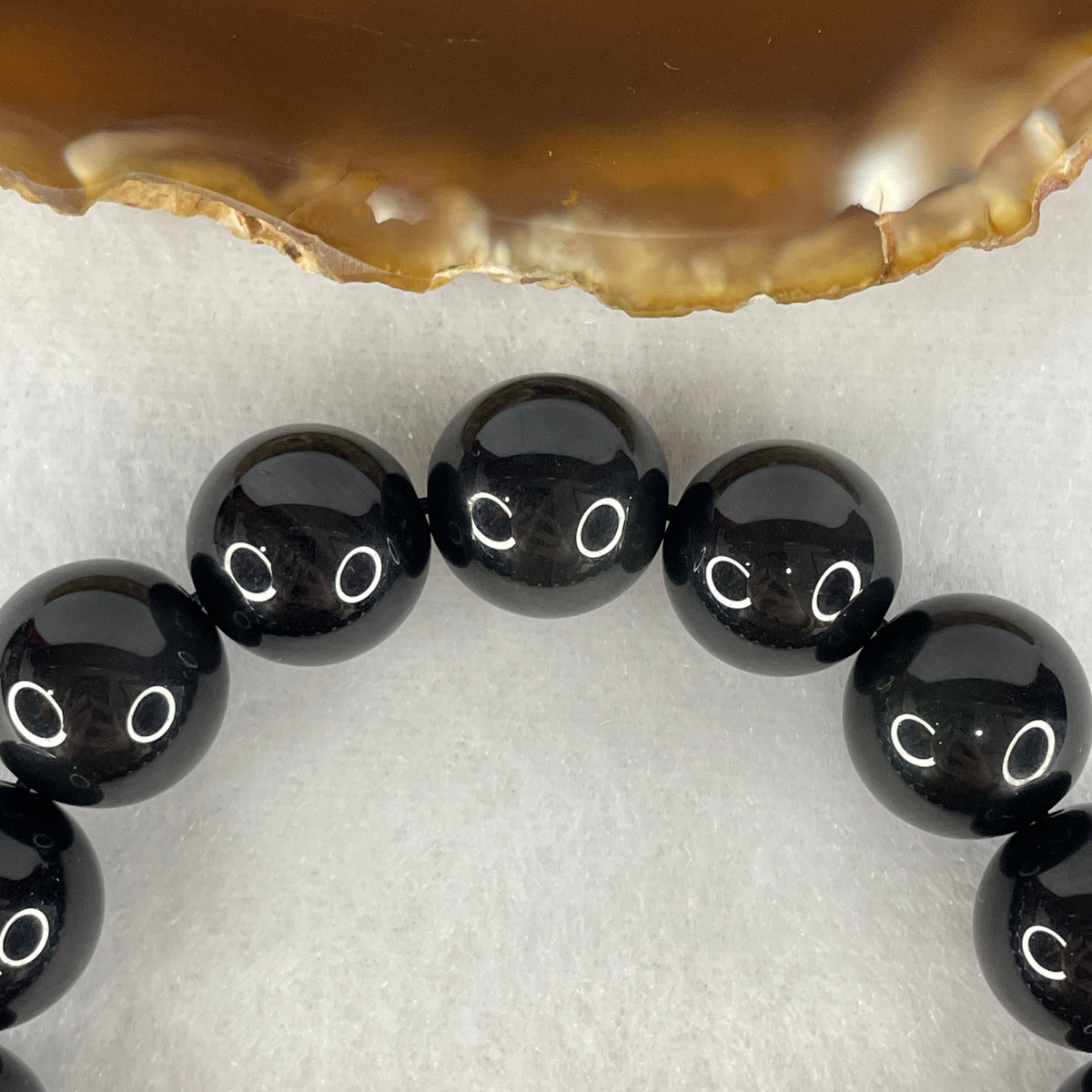 Certified Good Grade Natural Black Obsidian Beads Bracelet | 13.5mm Root Chakra Psychic Protection (45.01g | 16 Beads | 16.5cm)