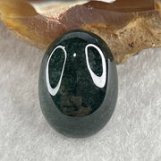 Type A Translucent Black Omphacite Jadeite Round Cabouchon Stone For Setting 1.33g 13.6 by 10.0 by 4.8mm - Huangs Jadeite and Jewelry Pte Ltd
