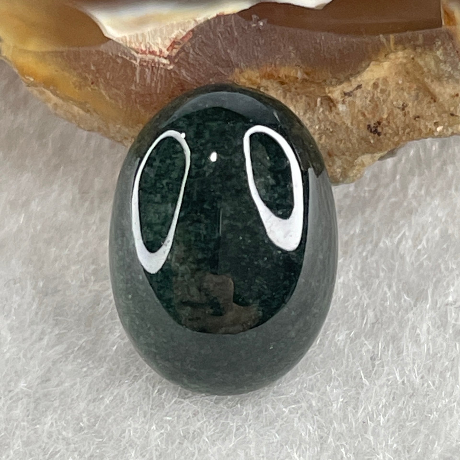 Type A Translucent Black Omphacite Jadeite Round Cabouchon Stone For Setting 1.33g 13.6 by 10.0 by 4.8mm - Huangs Jadeite and Jewelry Pte Ltd