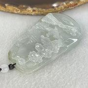 Type A Semi Icy Faint Lavender Green Jadeite Shan Shui Pendant 49.65g 63.1 by 39.5 by 10.3mm - Huangs Jadeite and Jewelry Pte Ltd