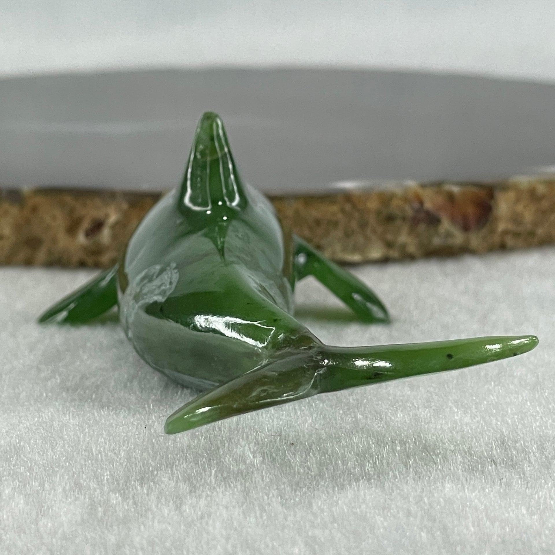 Natural Dark Green Serpentine Killer Whale Display 53.7g 106.0 by 43.0 by 34.0mm - Huangs Jadeite and Jewelry Pte Ltd
