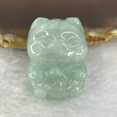 Type A Green Jadeite Fortune Cat 招财猫 17.89g 29.0 by 21.9 by 13.1mm - Huangs Jadeite and Jewelry Pte Ltd