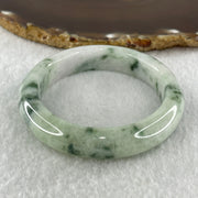 Type A Natural Light Green Light Lavender with Blueish Green Piao Hua Flora Patches Jadeite Bangle 53.61g Inner Diameter 51.5mm 12.2 by 8.5mm (Very Slight Internal Lines) - Huangs Jadeite and Jewelry Pte Ltd