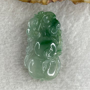 Natural Type A Jelly Green with Faint Green Jadeite Bird on Hulu and Ruyi Pendant 6.79g 34.1 by 18.0 by 6.8mm - Huangs Jadeite and Jewelry Pte Ltd