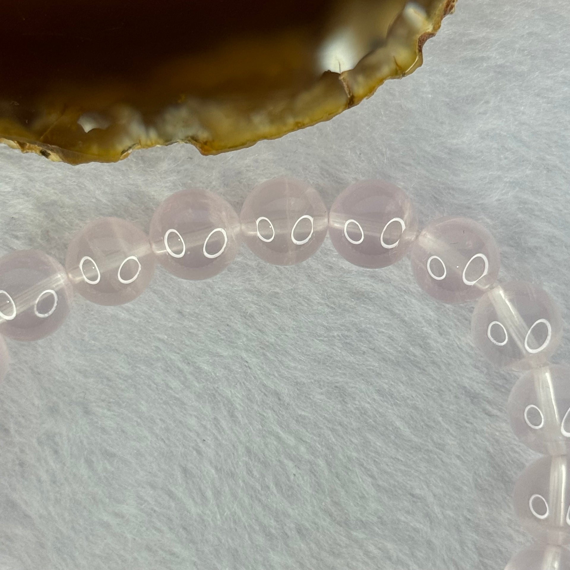 Natural Rose Quartz Beads Bracelet 天然玫瑰石英珠手链 25.93g 16.5cm 9.9mm 21 Beads - Huangs Jadeite and Jewelry Pte Ltd