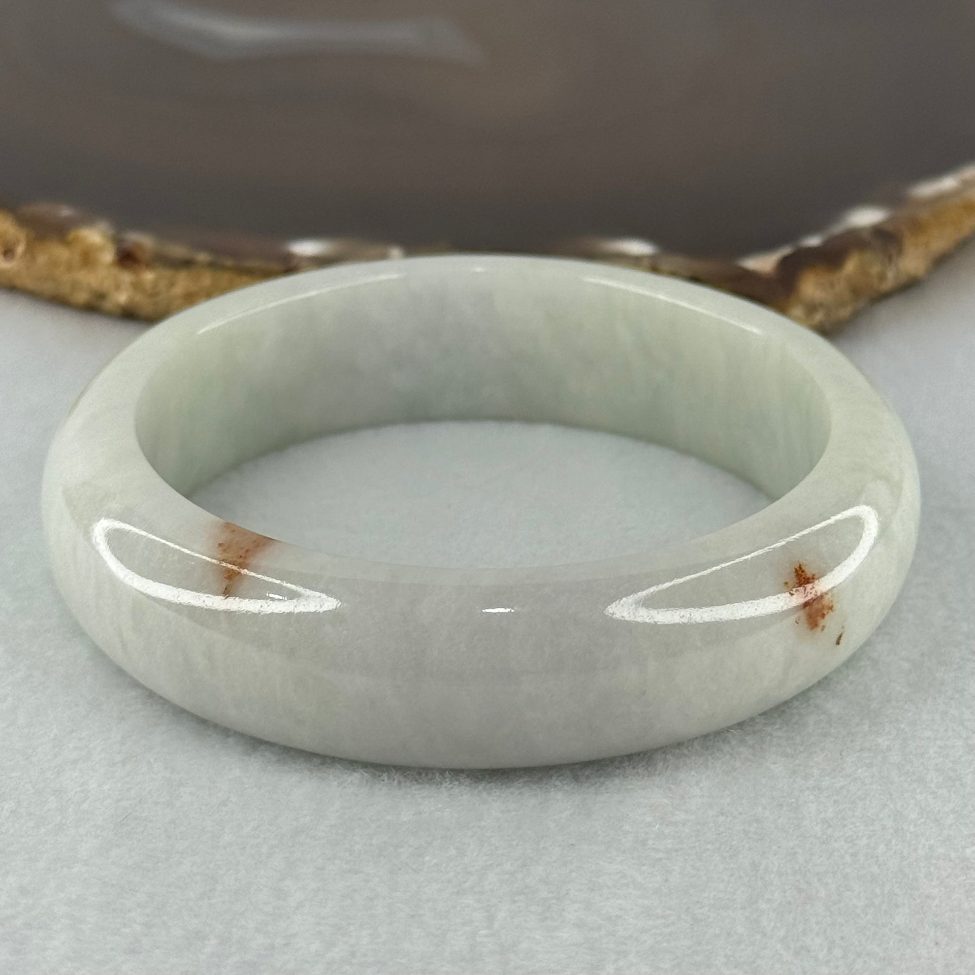 Type A Faint Green Lavender with Reddish Brown Patches Jadeite Bangle Internal Diameter 58.5mm 81.87g 16.6 by 8.9mm (Close to Perfect) - Huangs Jadeite and Jewelry Pte Ltd