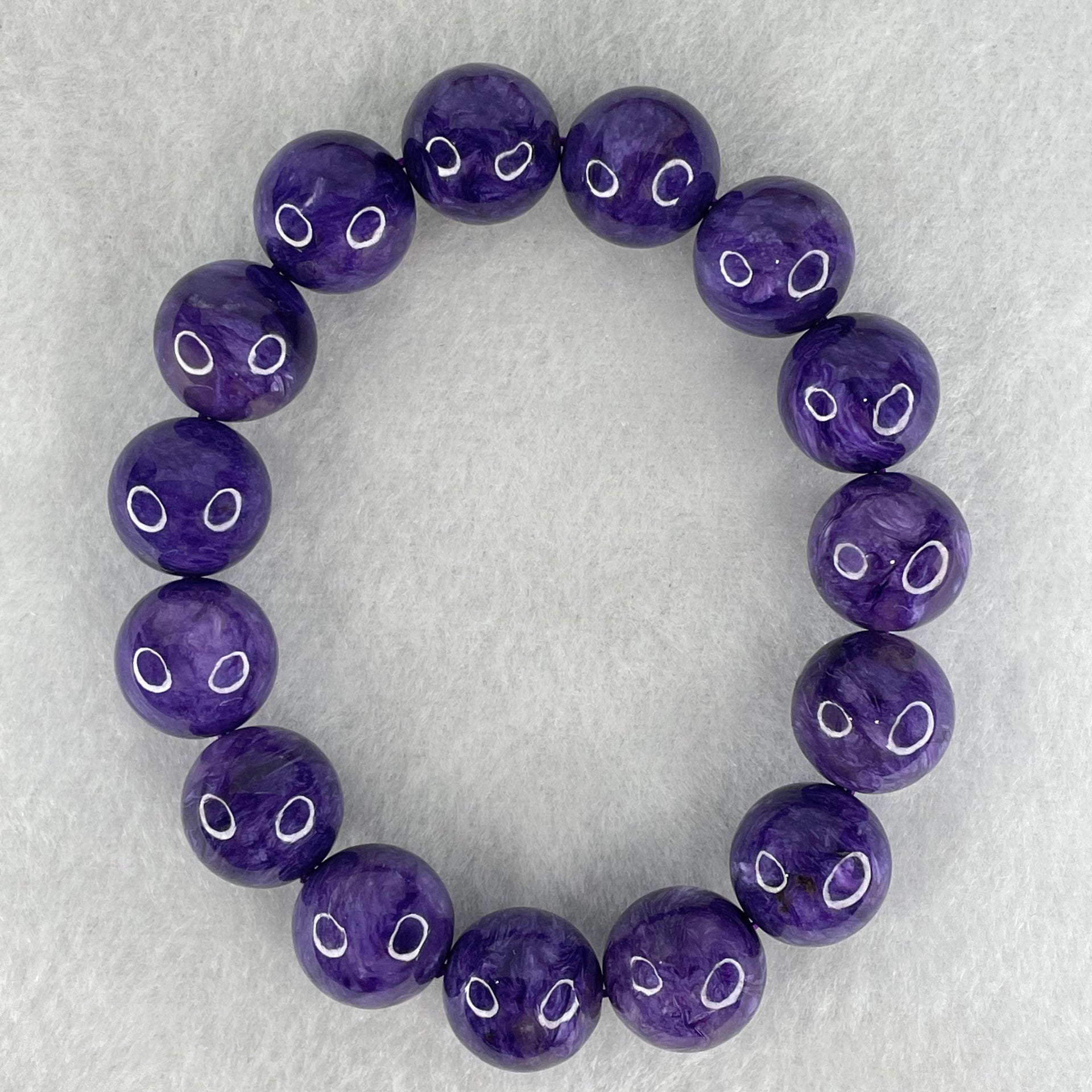 Good Grade Natural Charoite Beads Bracelet 58.817g 18.5cm 14.3mm Beads - Huangs Jadeite and Jewelry Pte Ltd