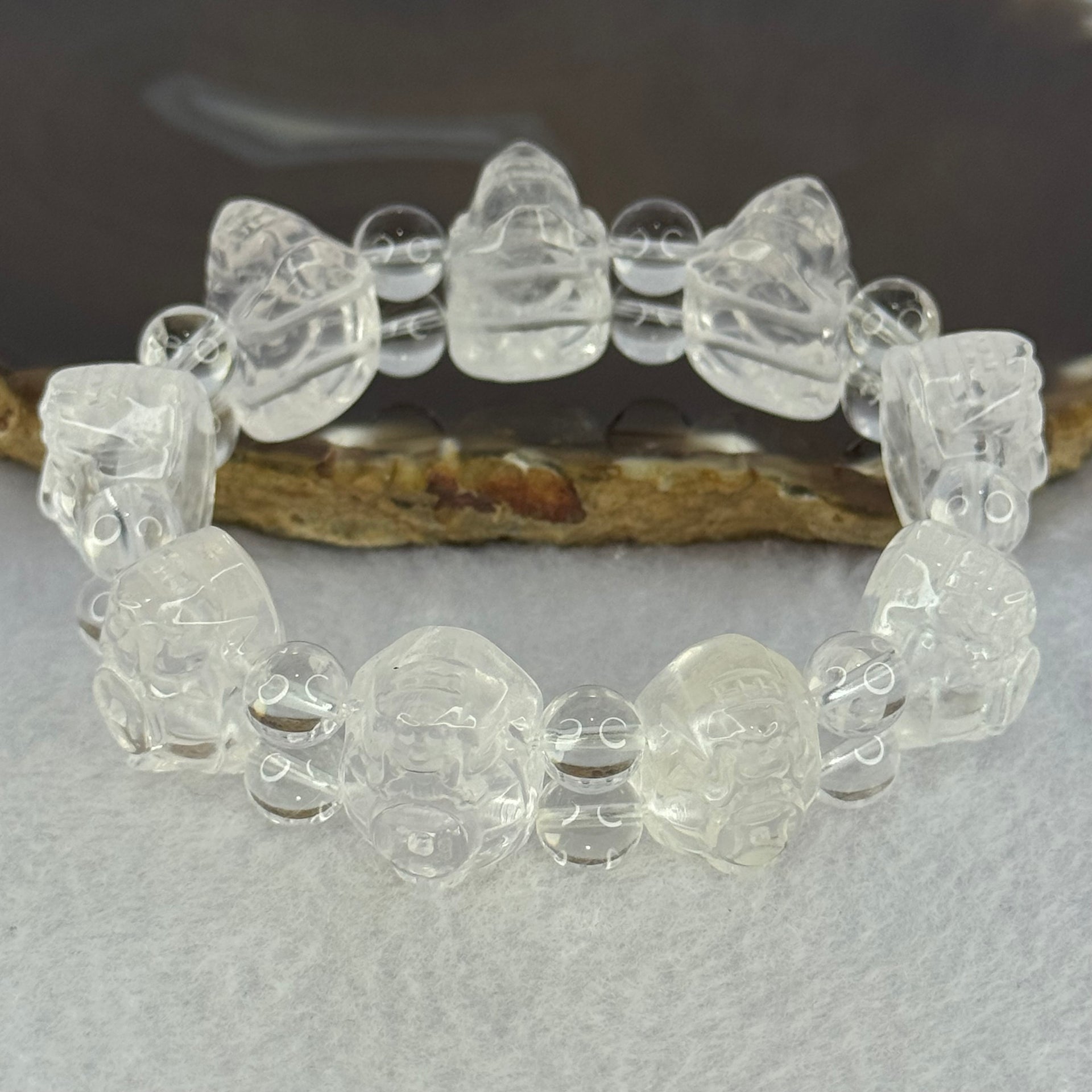 Natural Clear Quartz Dragon Turtle and Beads Bracelet 62.52g 17cm 19.8 by 14.6 by 11.7mm 9 Dragon Turtle - Huangs Jadeite and Jewelry Pte Ltd