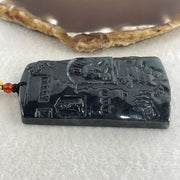 Natural Type A Wuji Grey with Blueish Green Jadeite Buddha on Shan Shui & Gui Ren Pendant | (51.77g | 62.0 x 40.8 x 7.8mm | Joy, Infinite Wealth & Noble Benefactor Anchor, Feng Shui Sovereign Masterpiece) - Huangs Jadeite and Jewelry Pte Ltd