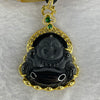 Type A Black Jadeite Milo Buddha in 925 Silver with 925 Silver Necklace 18.48g 46.7 by 31.9 by 11.2mm - Huangs Jadeite and Jewelry Pte Ltd
