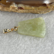 Type A Greenish Yellow Jadeite Wu Shi Pai Pendant 2.49g 18.7 by 15.6 by 3.2mm - Huangs Jadeite and Jewelry Pte Ltd
