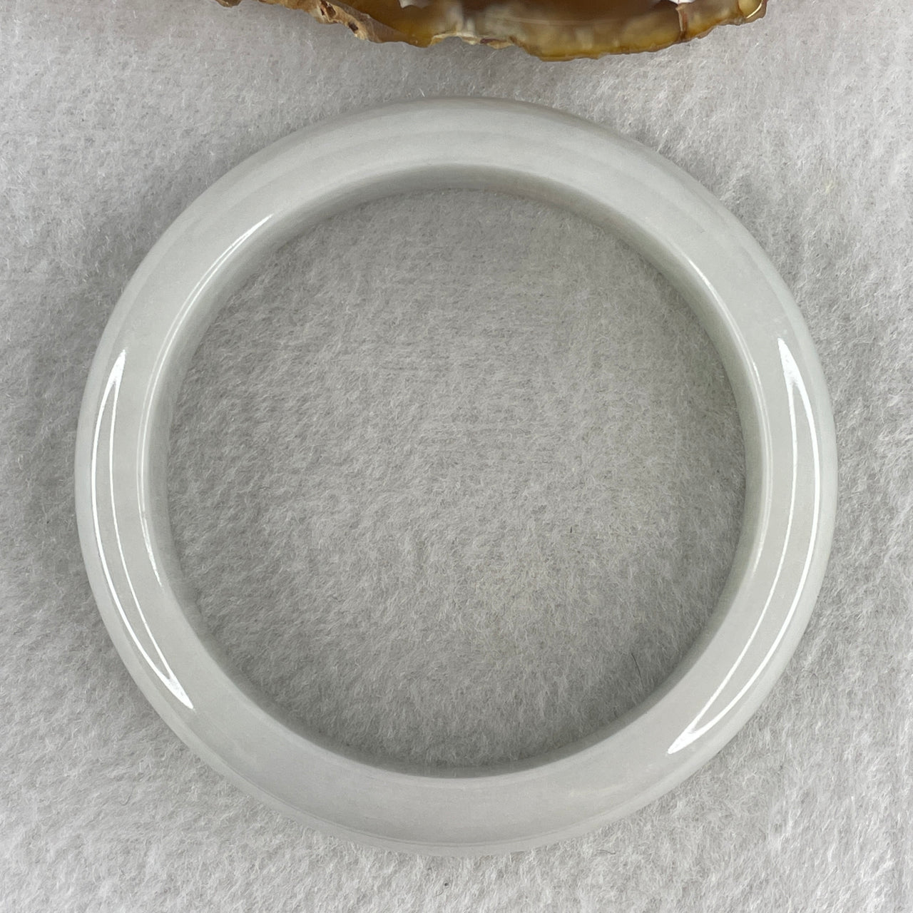 Natural Type A Translucent Multicolor Jadeite Bangle | 58.5mm Faint Blueish-Green & Faint Lavender with Wuji Grey Spots | Slight Internal Lines "Four Blessings" Round Wrist Heirloom (60.31g 13.3x8.2mm)