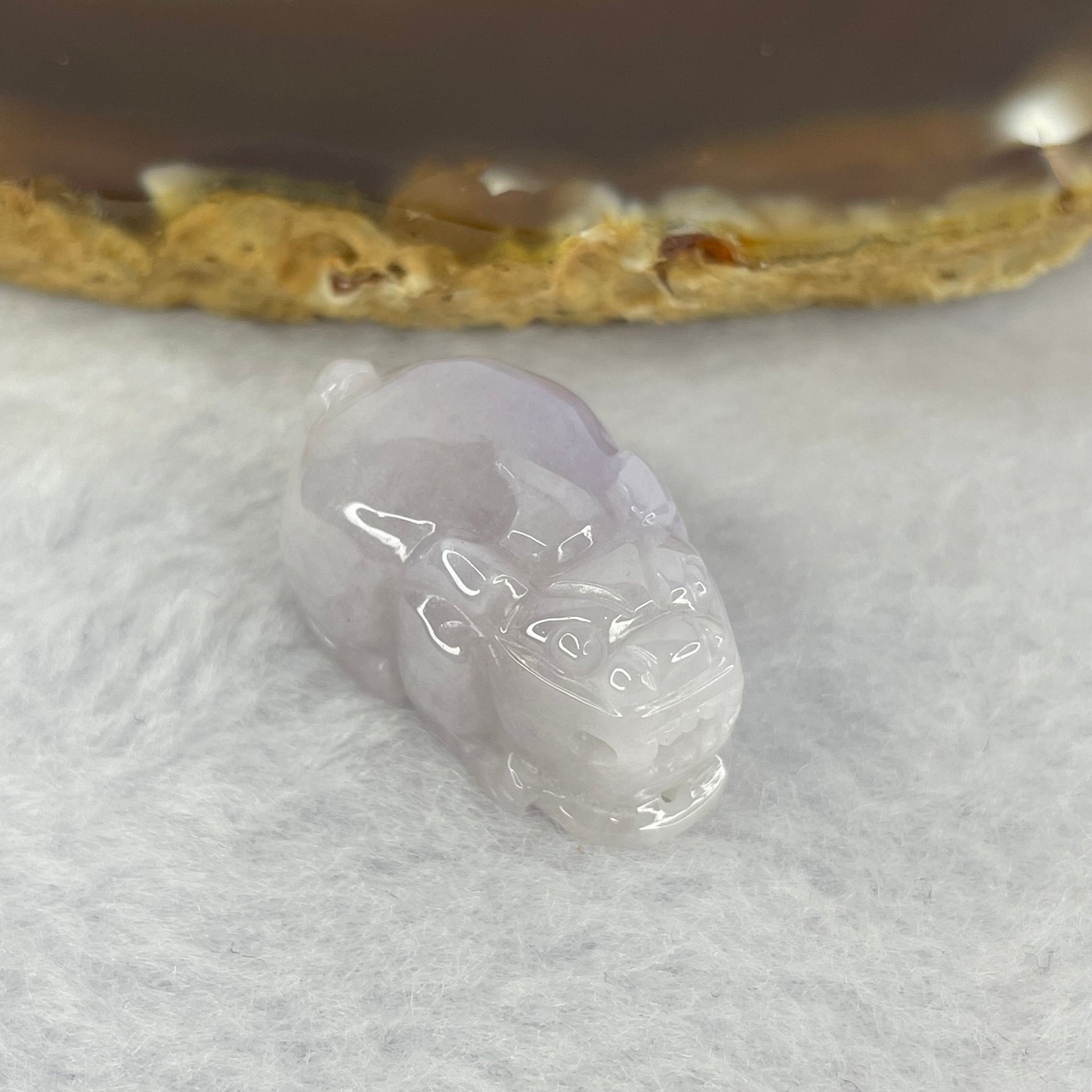 Type A Jelly Light Lavender Jadeite Pixiu Pendent A货浅紫色翡翠貔貅牌 9.96g 25.1 by 15.2 by 12.9 mm - Huangs Jadeite and Jewelry Pte Ltd