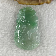 Natural Type A Jelly Green with Faint Green and Emerald Green Jadeite Carp Fish on Lotus Leaf Pendant 6.34g 34.1 by 20.3 by 6.3mm - Huangs Jadeite and Jewelry Pte Ltd