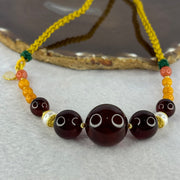 Natural Dark Blood Red Amber Beads Necklace 19.46g 20.7mm 1 Bead 14.6mm 2 Beads 10.2mm 10.2mm - Huangs Jadeite and Jewelry Pte Ltd