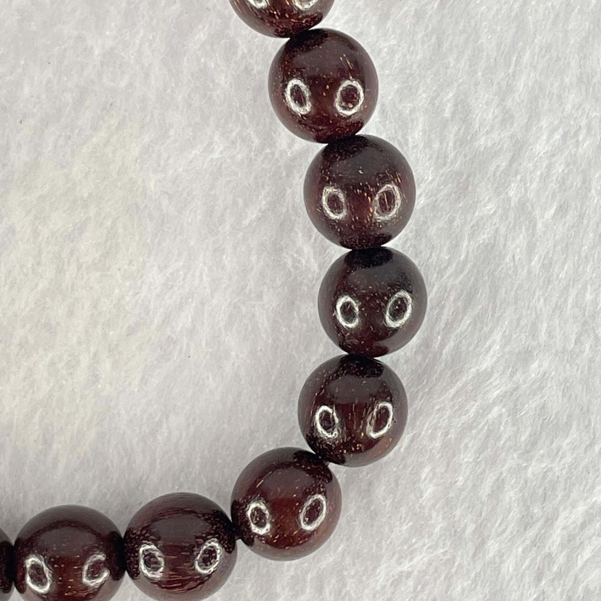 Natural Blood Rosewood Beads Bracelet 天然血檀手链 10.77g 17cm 10.4mm 19 Beads - Huangs Jadeite and Jewelry Pte Ltd