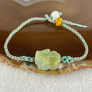 Type A Blueish Green with Yellow Jadeite Male Pixiu String Bracelet 3.31g 13cm 15.9 by 13.6 by 9.4mm - Huangs Jadeite and Jewelry Pte Ltd