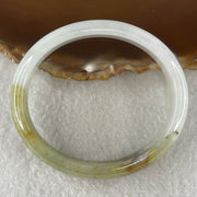 Natural Type Light Lavender with Yellowish Green Jadeite Oval Bangle 37.93g Inner Diameter 55.7mm 12.8 by 6.0mm (Slight External Rough) - Huangs Jadeite and Jewelry Pte Ltd