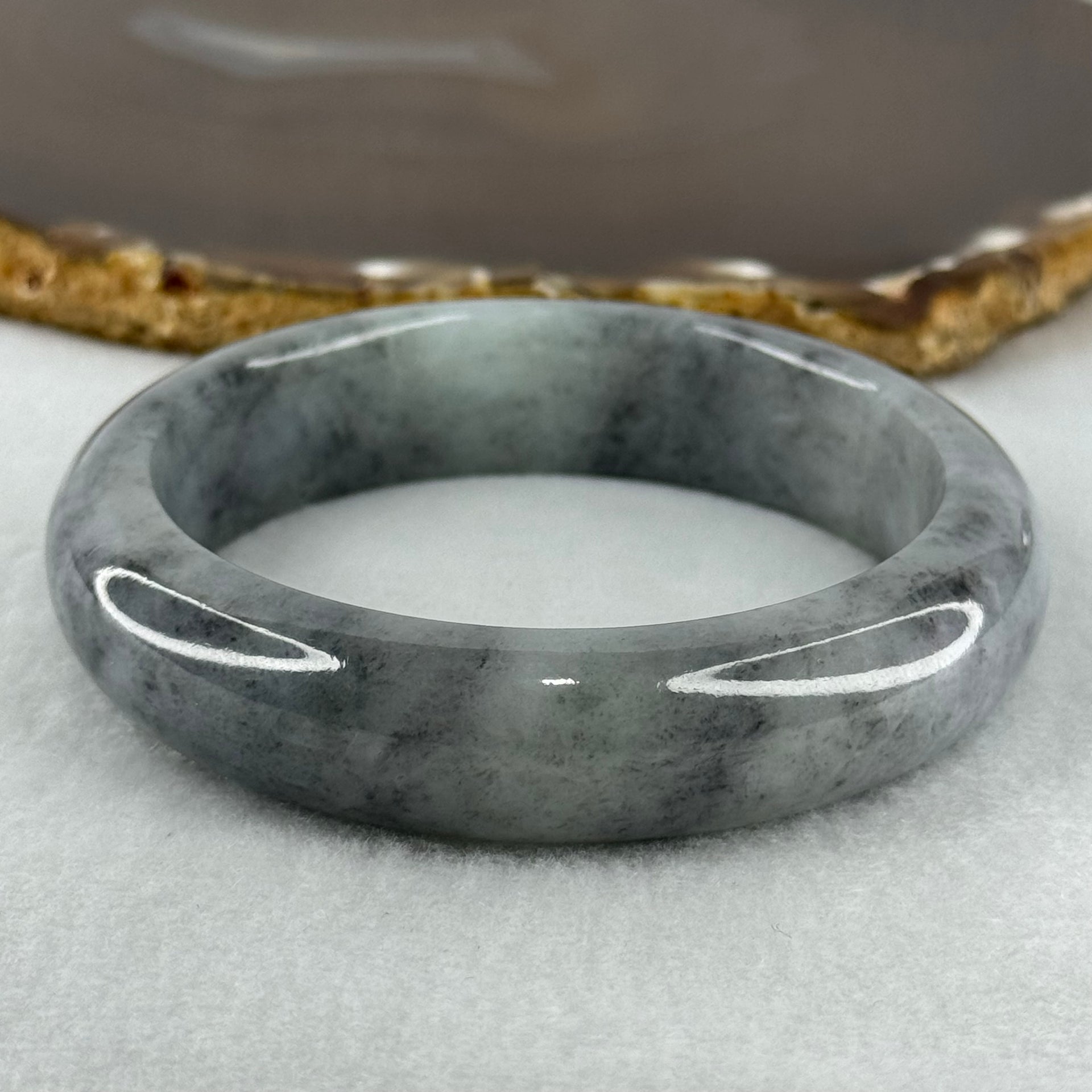 Type A Wuji Grey Jadeite Bangle Internal Diameter 57.8mm 77.44g 15.2 by 9.3mm (Very Slight Internal Lines) - Huangs Jadeite and Jewelry Pte Ltd