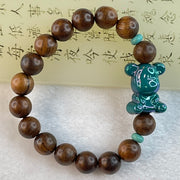 Natural Rosewood Beads Bracelet with Bear Charm 11.95g 16cm 10.3mm 16 Beads - Huangs Jadeite and Jewelry Pte Ltd
