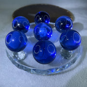 Blue Liuli 7 Sphere Balls 29.4mm Set with 7 Star Base Display 557.3g 119.5 by 55.5mm - Huangs Jadeite and Jewelry Pte Ltd
