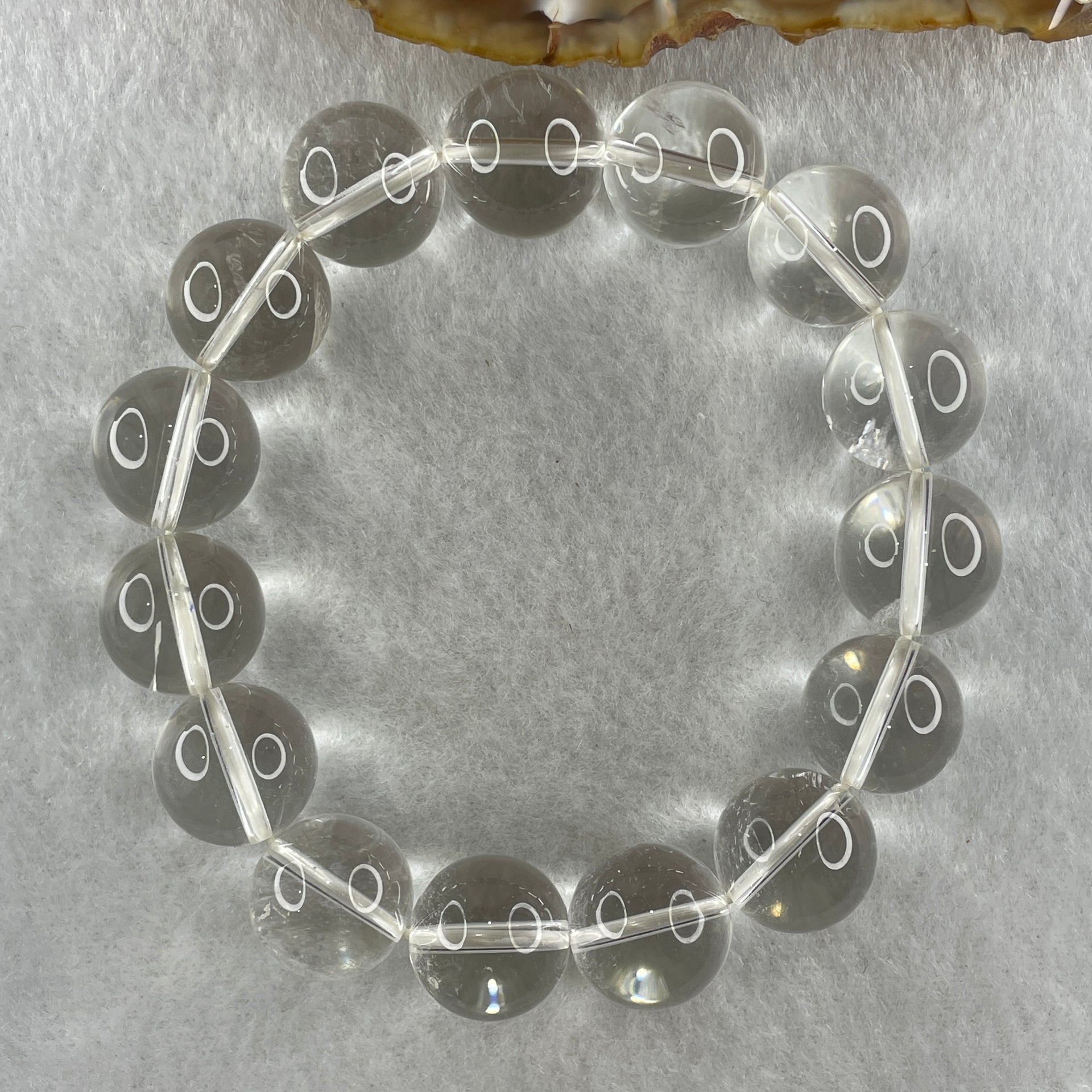Natural Clear Quartz Beads Bracelet 60.96g 16cm 14.4mm 15 Beads - Huangs Jadeite and Jewelry Pte Ltd
