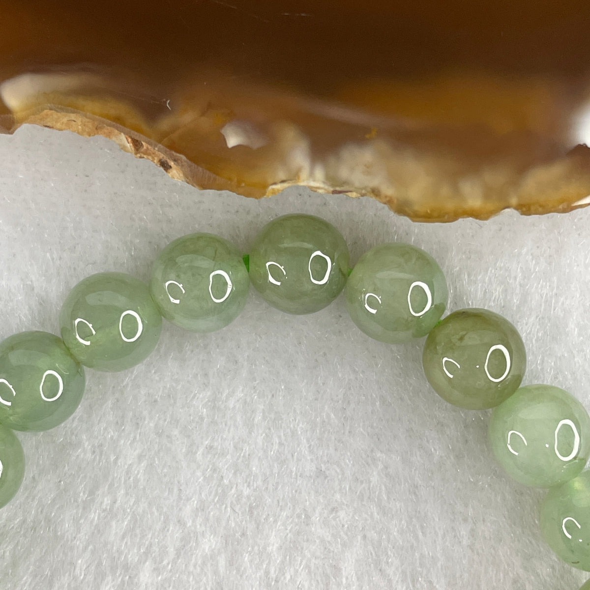Natural Type A Green Jadeite Beads Bracelet | 14cm Strand of 22 Beads 7.9mm (18.26g | Heart Chakra Harmony, Serenity & Abundance Shield)