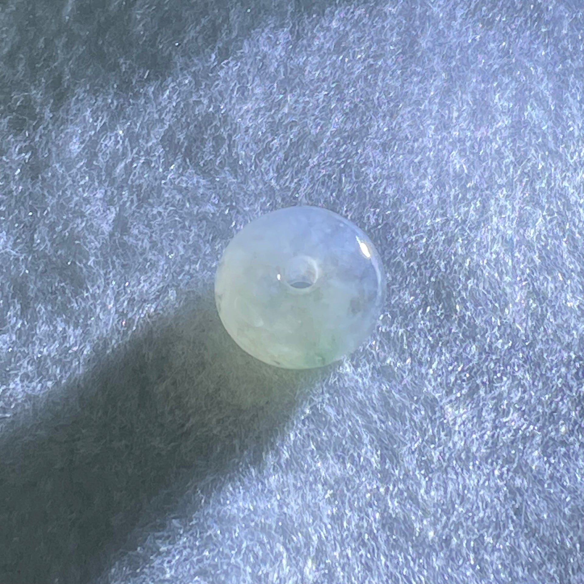 Type A Icy Wuji Grey Jadeite Ping An Kou Donut Charm Pendant 2.77g 13.8 by 7.0mm - Huangs Jadeite and Jewelry Pte Ltd