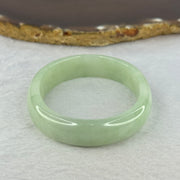 Type A Light Apple Green Jadeite Oval Bangle 33.35g Internal Diameter 52.3mm 12.2 by 6.5mm (Very Slight Fine Internal Lines) - Huangs Jadeite and Jewelry Pte Ltd