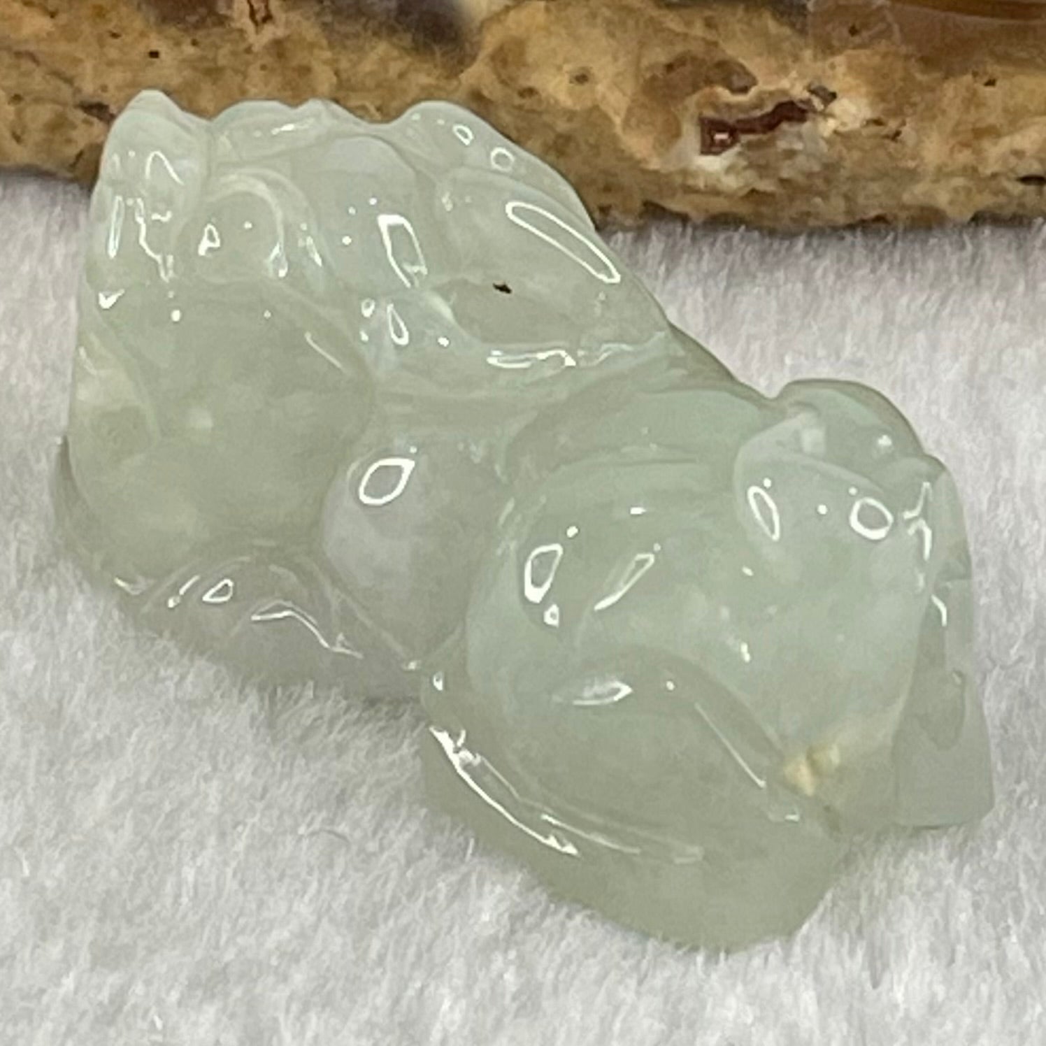 Type A Light Green Faint Lavender Jadeite Pixiu Charm 15.15g 31.1 by 18.7 by 14.1mm - Huangs Jadeite and Jewelry Pte Ltd