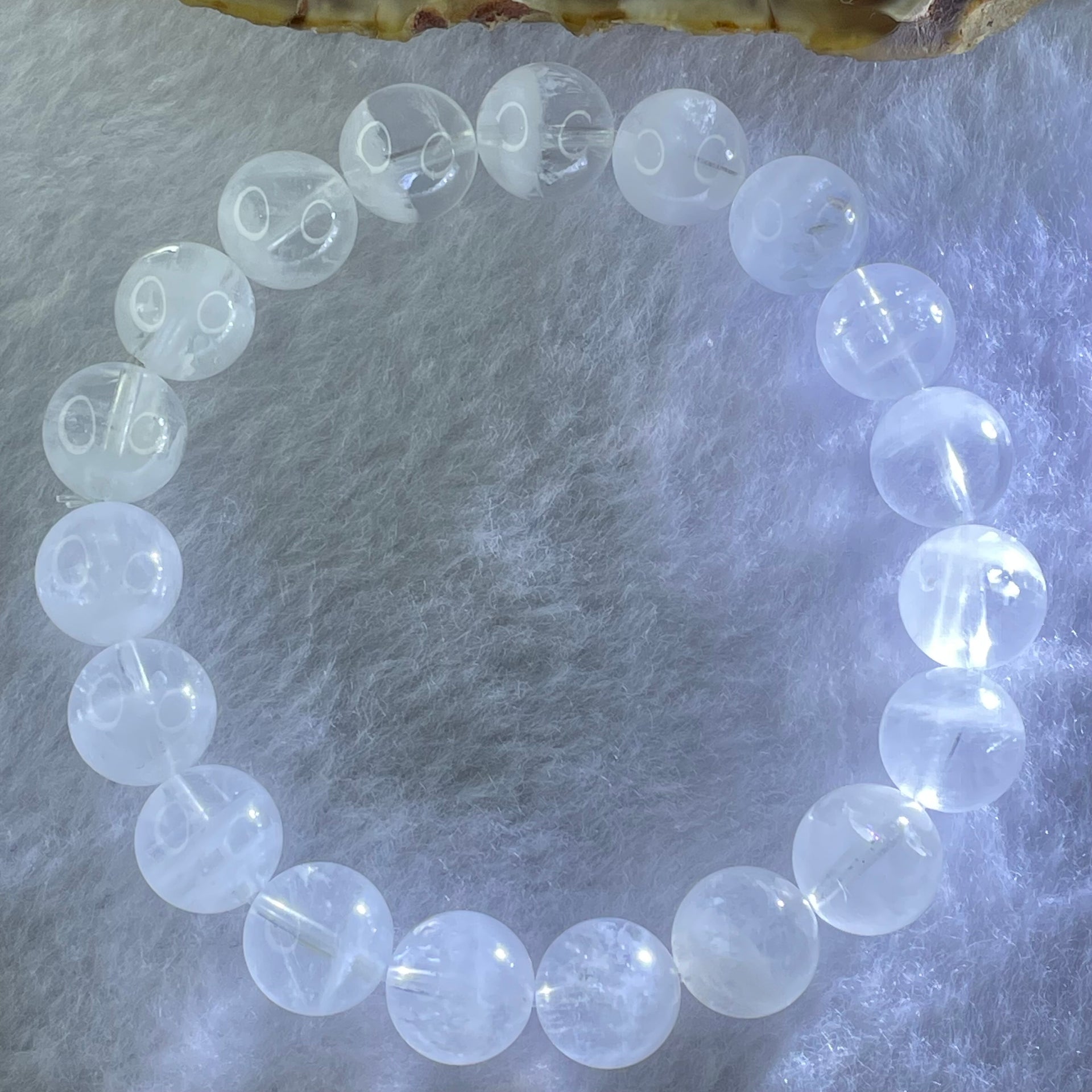 Natural White Phantom Quartz Beads Bracelet 31.98g 17cm 10.8mm 19 Beads - Huangs Jadeite and Jewelry Pte Ltd