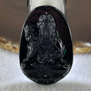 Type A Opaque to Partial Translucent Black Omphacite Jadeite Mahasthamaprapta Bodhisattva Pendant Horse Zodiac Guardian 16.73g 52.1 by 34.6 by 7.6mm - Huangs Jadeite and Jewelry Pte Ltd
