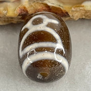 Natural Powerful Tibetan Old Oily Double Agate Cai Shen Dzi Bead Heavenly Master (Tian Zhu) 财神长天珠 4.62g 17.5 by 13.1mm - Huangs Jadeite and Jewelry Pte Ltd