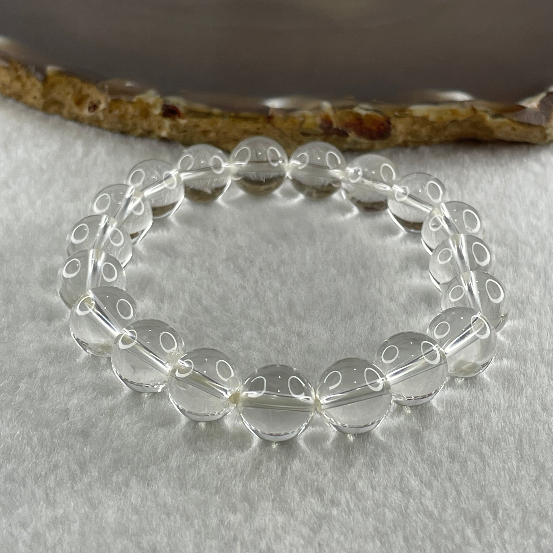 Natural Clear Quartz Beads Bracelet 26.40g 15cm 10.1mm 19 Beads - Huangs Jadeite and Jewelry Pte Ltd