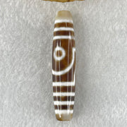 Natural Powerful Tibetan Old Oily Agate 2 Eye with Zha Ji La Mu Female Cai Shen Carvings Dzi Bead Heavenly Master (Tian Zhu) 两眼扎基拉姆女财神天诛 11.98g 57.3 by 12.5mm - Huangs Jadeite and Jewelry Pte Ltd