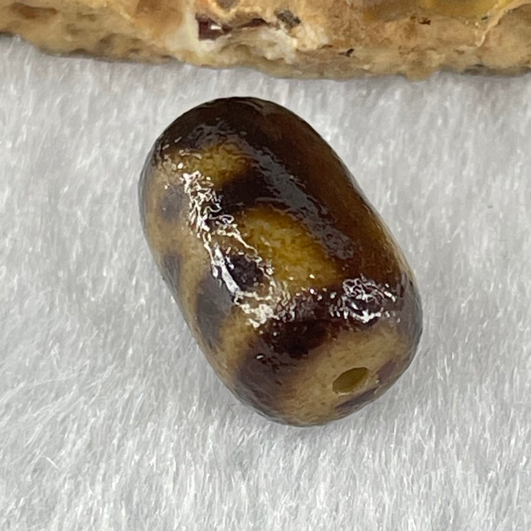 Natural Powerful Tibetan Old Oily Agate Double Cai Shen God of Fortune Dzi Bead Heavenly Master (Tian Zhu) 双财神爷天珠 1.59g 12.9 by 8.5mm - Huangs Jadeite and Jewelry Pte Ltd