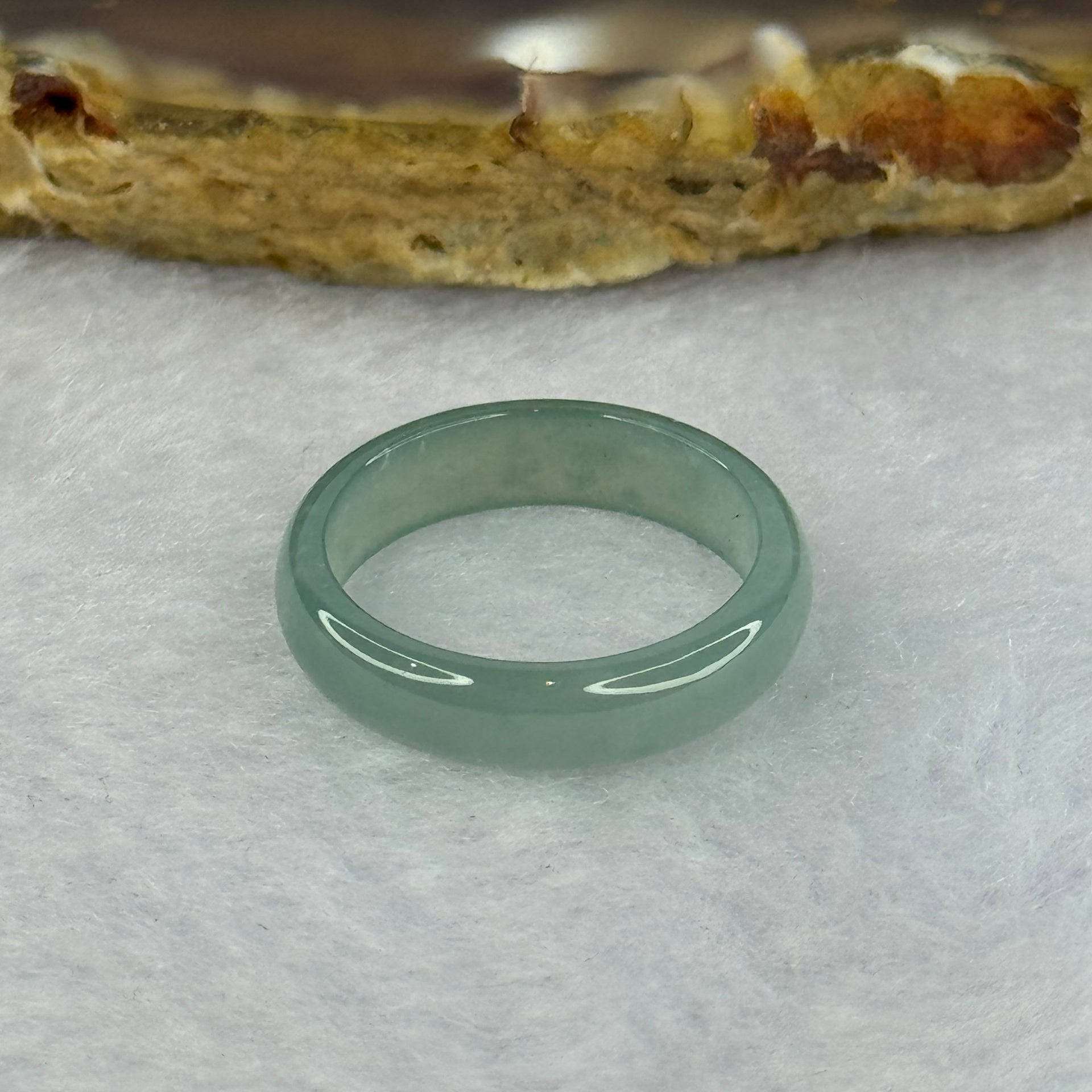 Type A ICY Blueish Green Jadeite Ring 1.24g 4.2 by 2.1mm US4.5 HK9.5mm - Huangs Jadeite and Jewelry Pte Ltd