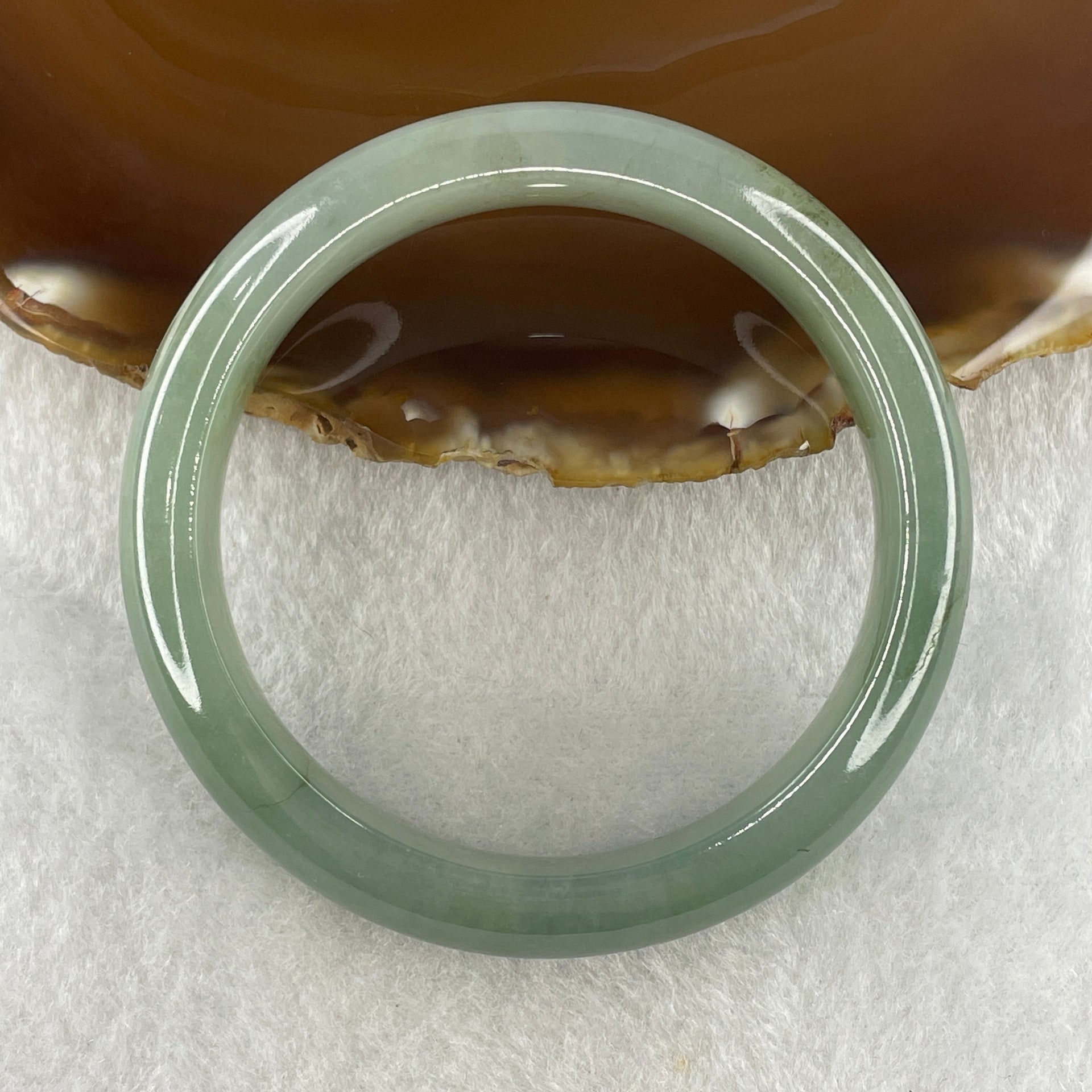 Natural Type A Jelly Green Jadeite Bangle 47.56g Inner Diameter 52.8mm 12.2 by 7.8mm (External and Internal Lines) - Huangs Jadeite and Jewelry Pte Ltd