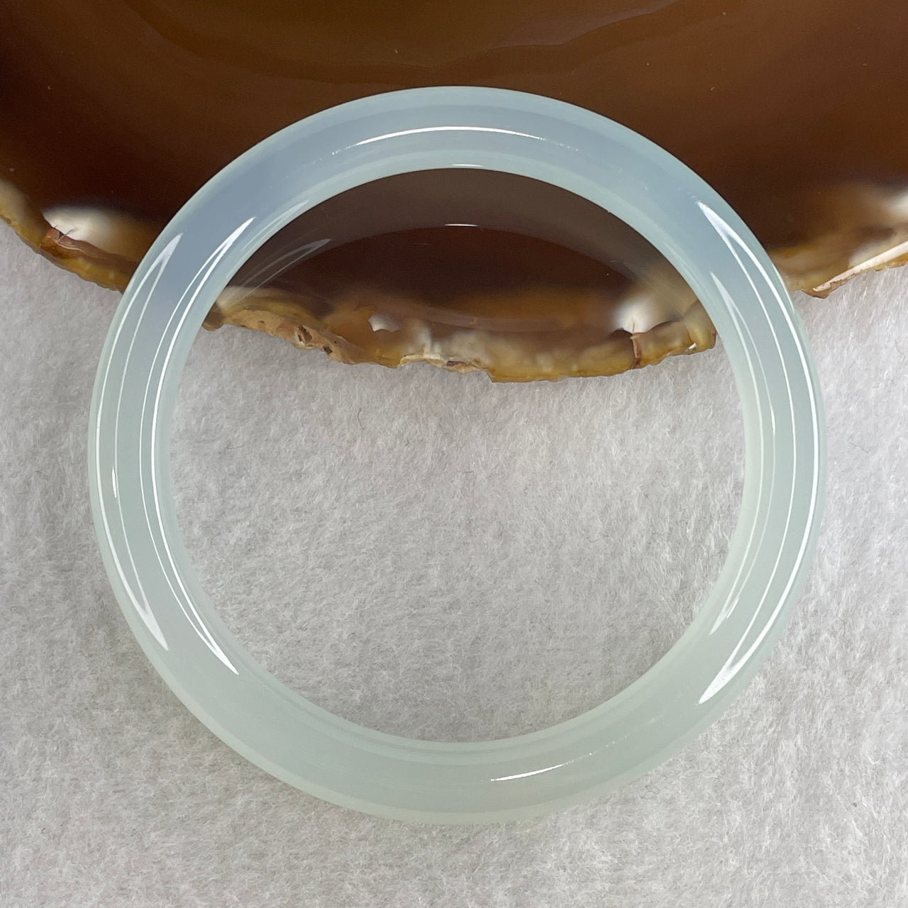 Natural Light Green Agate Bangle 27.77g Internal Diameter57.8mm 8.0 by 8.0mm (Perfect) - Huangs Jadeite and Jewelry Pte Ltd