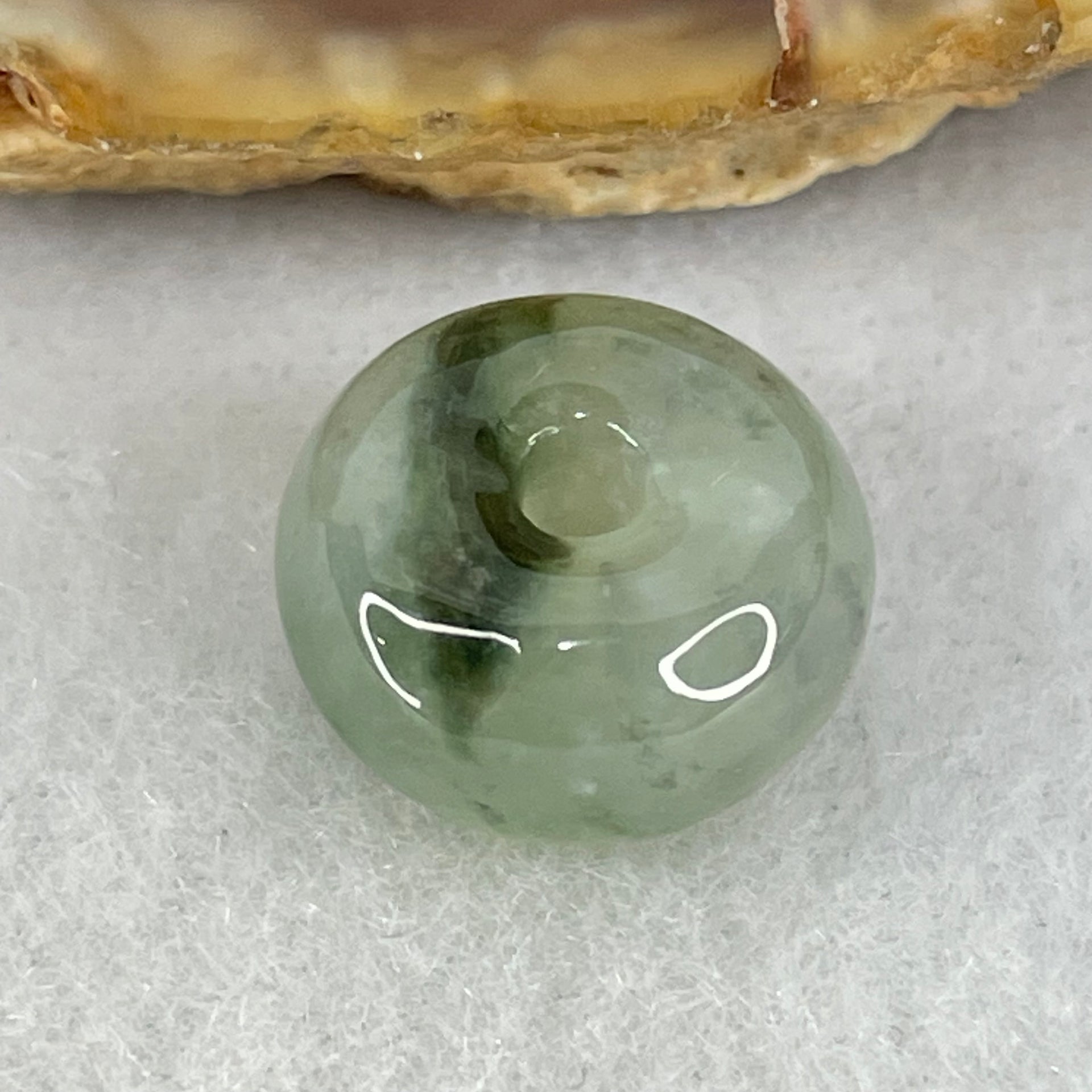 Type A Light Green with Dark Green Patches Jadeite Ping An Kou Charm/Pendant 2.55g 13.1 by 7.3mm - Huangs Jadeite and Jewelry Pte Ltd