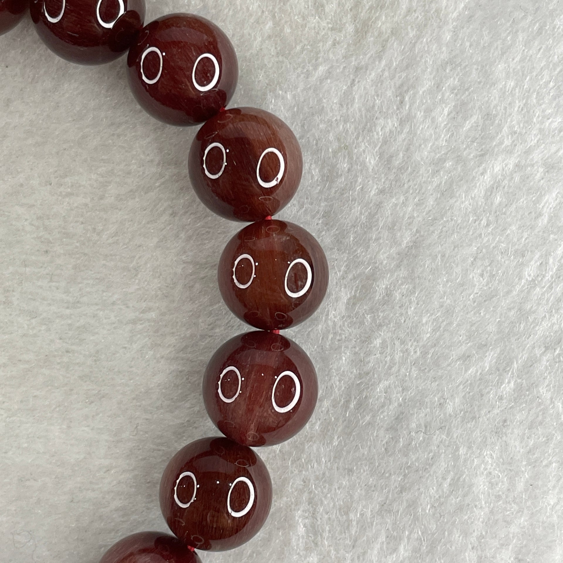 Good Grade Natural Red Rabbit Hair Rutilated Quartz Beads Bracelet 34.60g 16cm 11.2mm 18Beads - Huangs Jadeite and Jewelry Pte Ltd