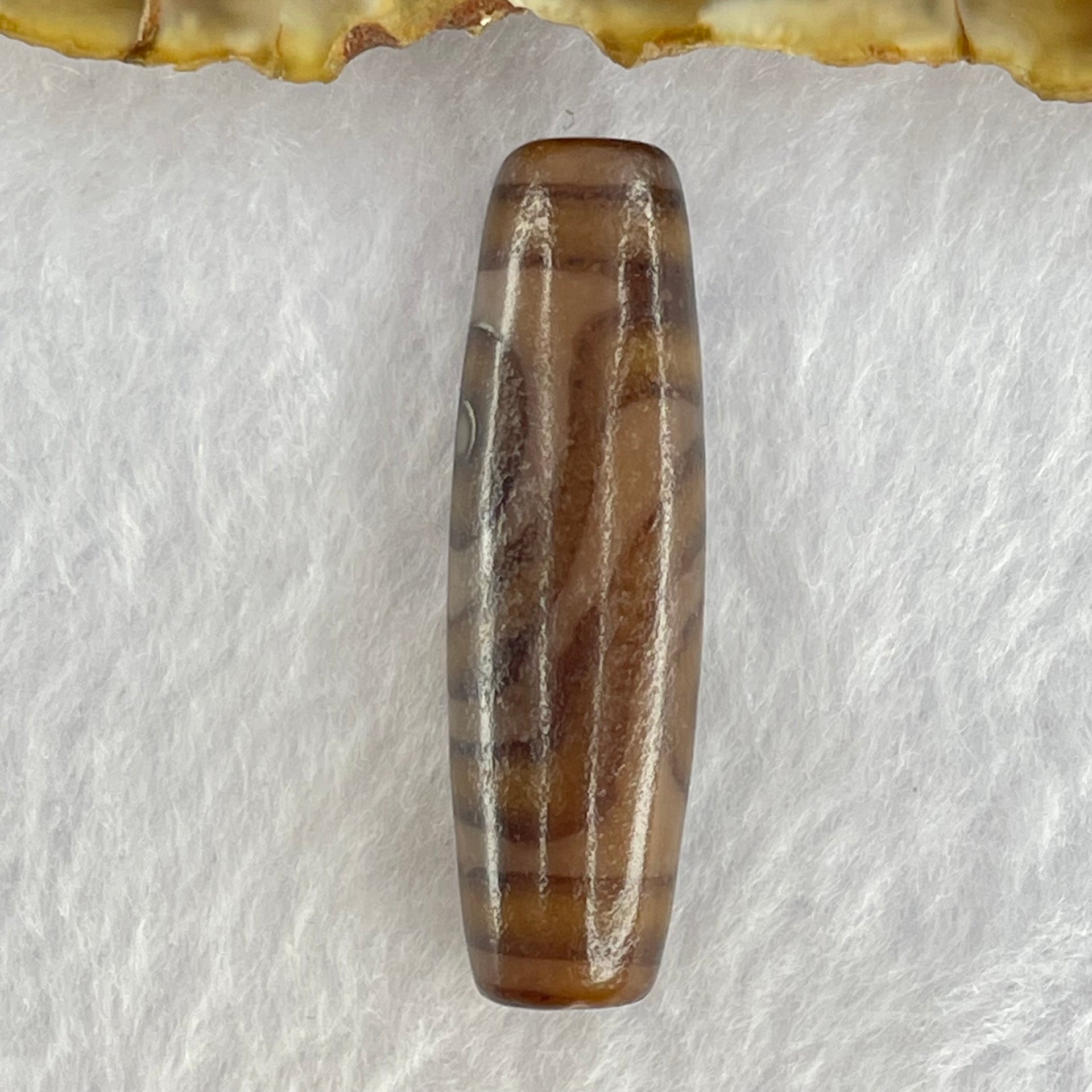 Natural Powerful Tibetan Old Oily Agate 2 Eyes Dzi Bead Heavenly Master (Tian Zhu) 二眼天诛 8.16g 38.9 by 11.6mm - Huangs Jadeite and Jewelry Pte Ltd