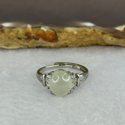 Type A Light Green Jadeite with Crystals in S925 Sliver Ring (Adjustable Size) 2.02g 9.7 by 8.2 by 3.5mm - Huangs Jadeite and Jewelry Pte Ltd