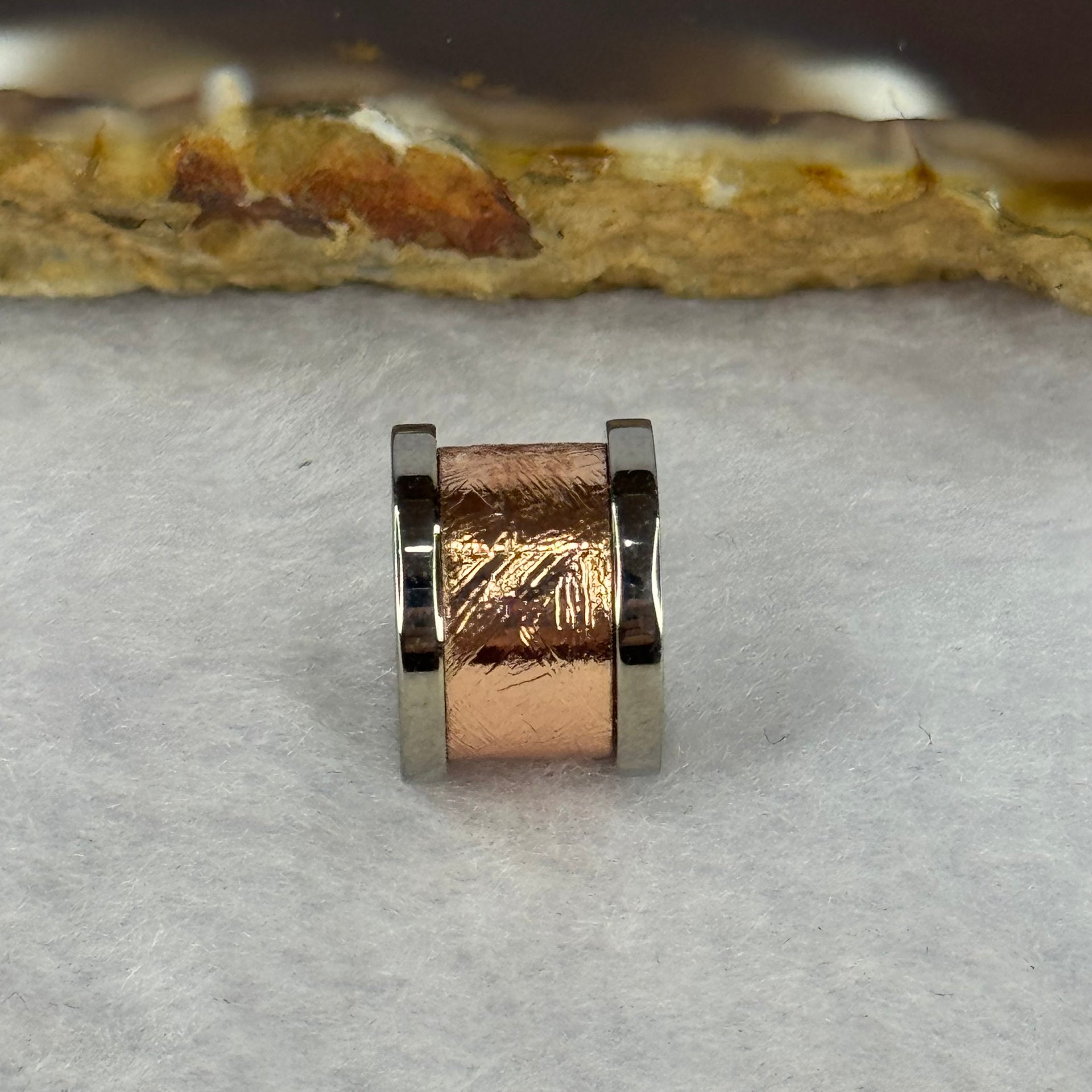 12.0mm Meteorite in Titanium Pendent / Charm (Rose Gold Color) 2.73g 9.1 by 12.4mm - Huangs Jadeite and Jewelry Pte Ltd