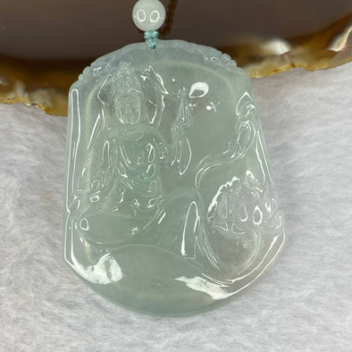 Grand Master Icy Type A Sky Blue Guan Yin Jadeite Pendant 30.60g 57.0 by 46.0 by 5.0mm - Huangs Jadeite and Jewelry Pte Ltd