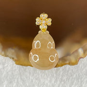 Type A Semi Icy Reddish Brown Jadeite Hulu and Diamonds in 18K Rose Gold Pendant 1.98g 14.8 by 11.0 by 6.3mm - Huangs Jadeite and Jewelry Pte Ltd